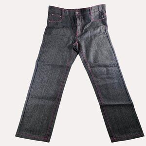 Old Skool Mens Size 44 Black Jeans With Red Stitching Denim Straight Casual